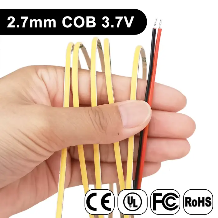 Bande LED COB Ultra fine de 2.7mm, 480 diodes/m, haute densité, Flexible, Super mince, lumière FOB, 