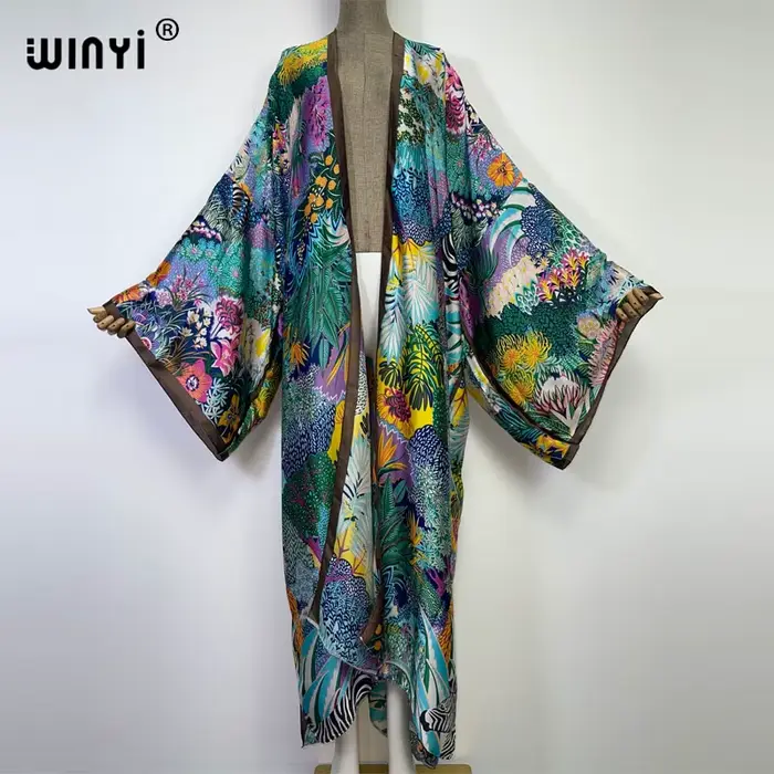 WINYI nouveau été femmes Cardigan point Cocktail Sexcy Boho Maxi vacances africaines manches chauve-
