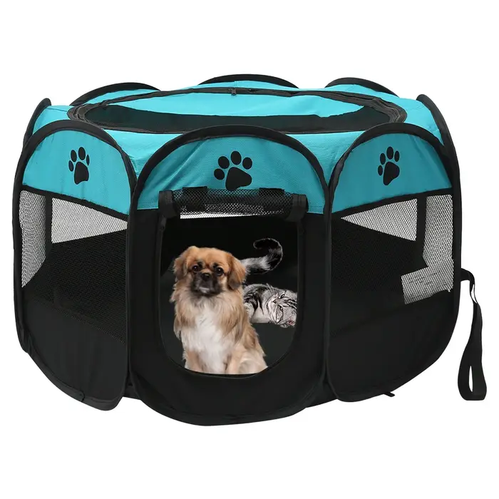 Tente pliante pour animaux de compagnie, maison pour chien, accessoires de Camping, Cage octogonale,