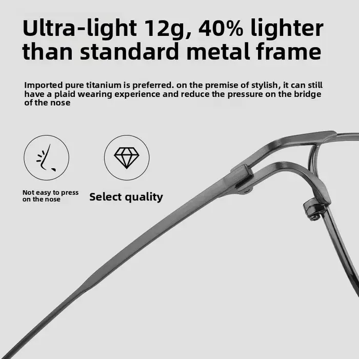Lunettes d'affaires en titane pour hommes, monture complète géométrique XXL – Conception professionn