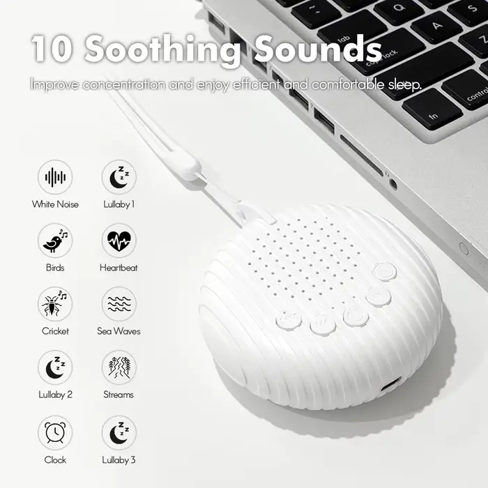Machine à bruit blanc 10/12 sons, Rechargeable par USB, Portable, pour bébé, adulte, personnes âgées