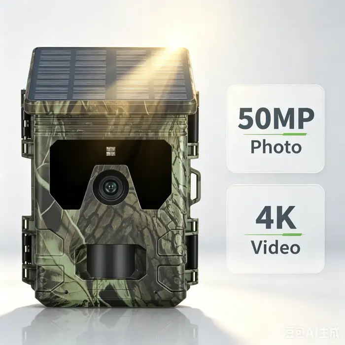 Caméra de chasse solaire 50MP 4K avec vision nocturne infrarouge, surveillance de la faune, caméra d