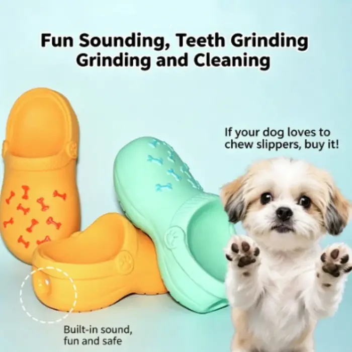 Jouet à mâcher pour chien d'intérieur/extérieur, en latex, en forme de pantoufle, sonore, pour le nettoyage des dents, l'entraînement et le jeu, pour chiens de petite, moyenne et grande taille et chio