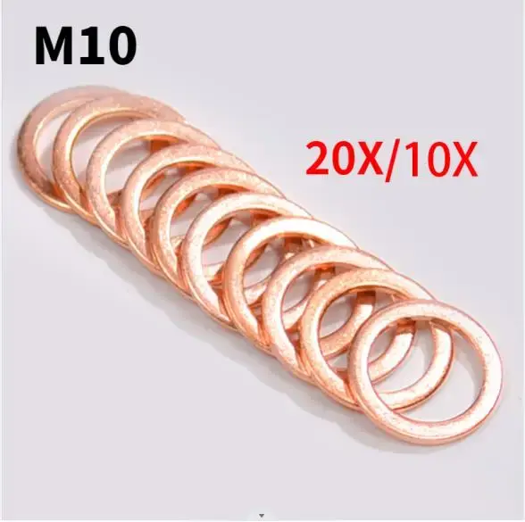 10X 20X M10 10mm moto tressé embrayage tuyau de frein Banjo joint cuivre écrasement rondelle moto tu