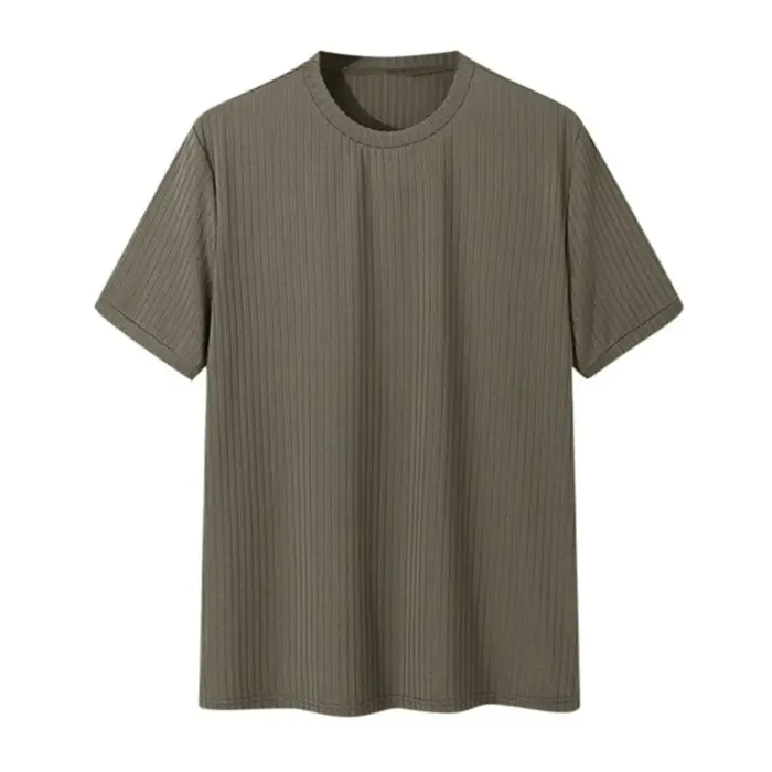 Vêtements d'été pour hommes, t-shirt de luxe léger, loisirs, manches longues, col rond, drapé, coule