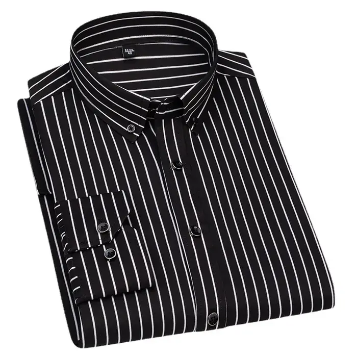 Chemise à manches longues pour hommes, décontractée, à rayures, sans repassage, de haute qualité, sl