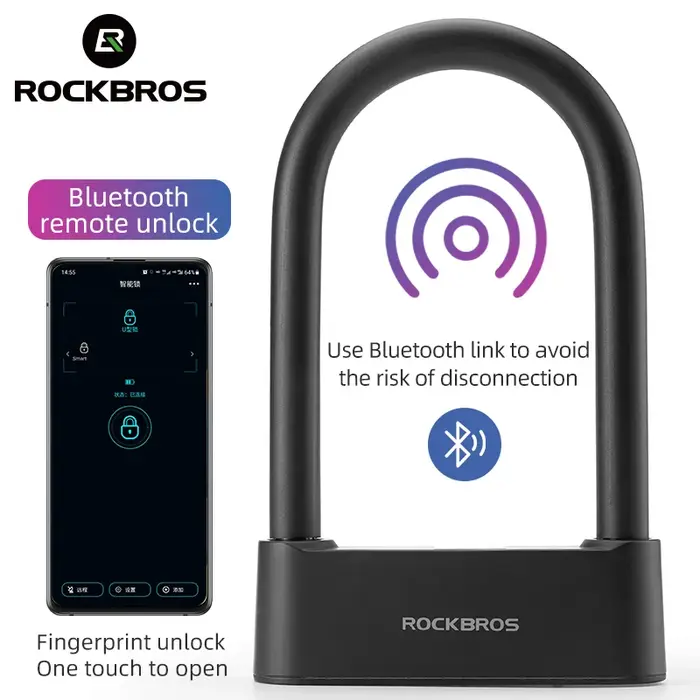 ROCKBROS-Serrure intelligente à empreintes digitales en forme de U, Bluetooth, aste par USB, étanche
