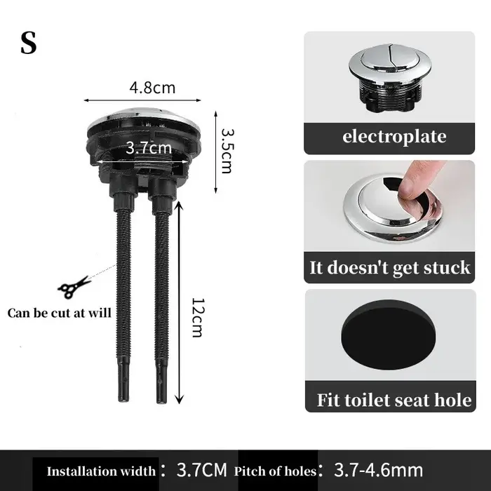 Bouton de réservoir d'eau de toilette universel à double chasse d'eau, Valve ronde, bouton poussoir,