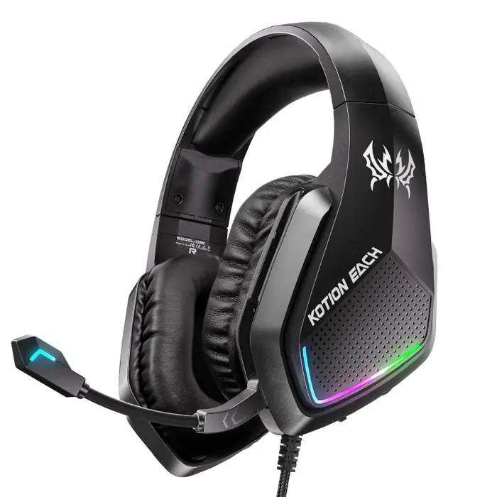 Casque de jeu filaire circum-auriculaire pour l'e-sport avec microphone, design léger pour un port c