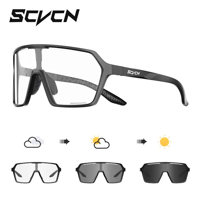 Lunettes de vélo photochromiques SCVCN UV400 pour homme femme - Sport cyclisme MTB route running conduite