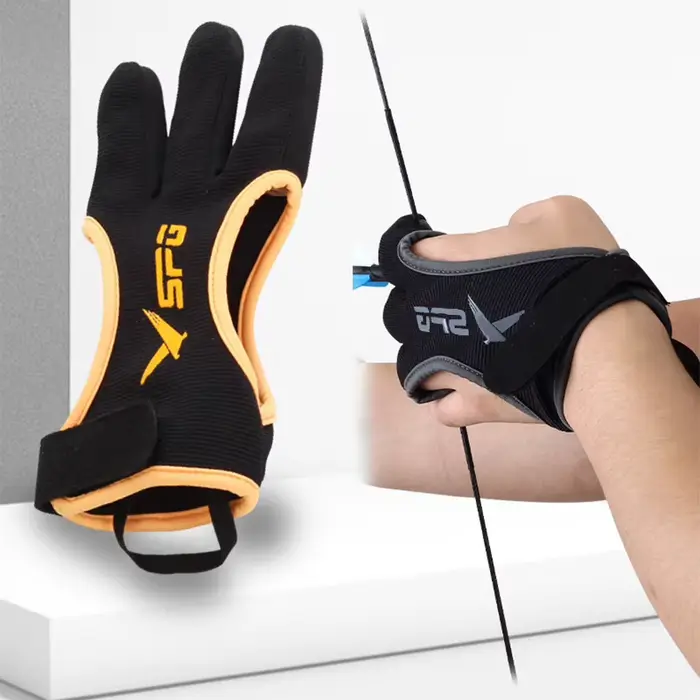 Protège-doigts épais pour arc recurve traditionnel - Gants d'archerie 3 doigts renforcés protection chasse