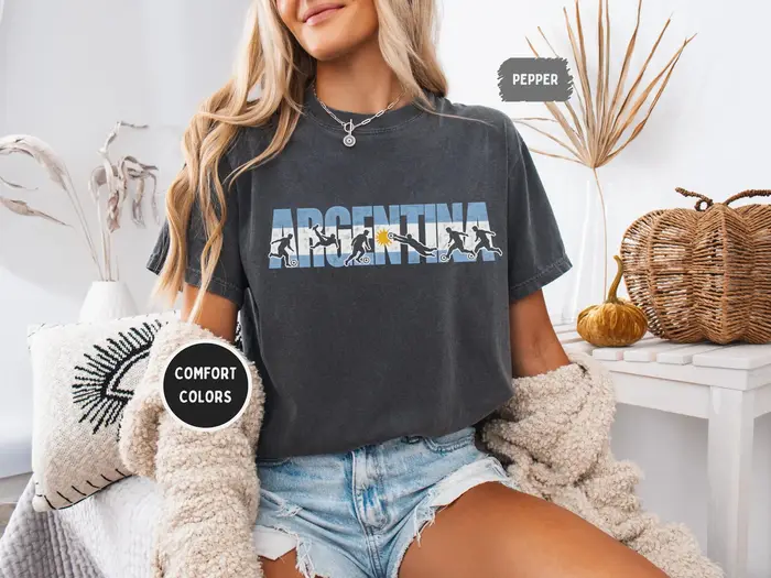 Nouveau T-shirt de football argentin été 2026 pour hommes et femmes, en coton respirant, col rond, m