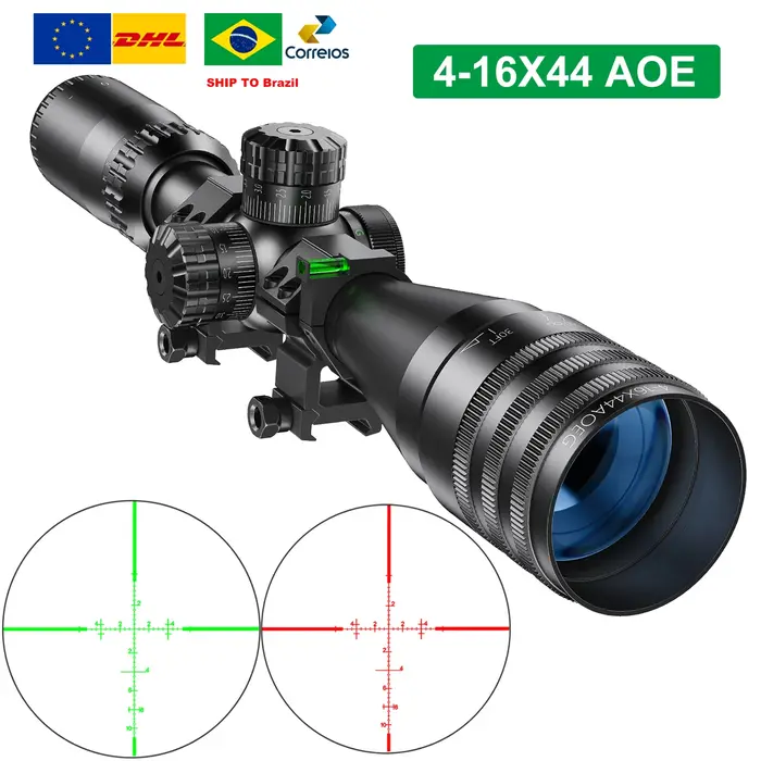 Lunette de Visée Tactique 4-16x44 AOE Illuminée Rouge et Verte pour Chasse et Tir Airsoft