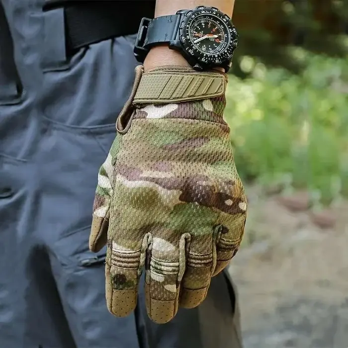 Gants tactiques camouflage compatibles écrans tactiles pour chasse et airsoft - Protection anti-chocs
