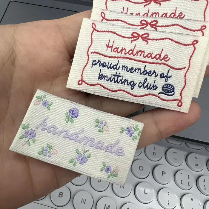 Étiquettes de tissu de tissage DIY artisanal lavables pour vêtements et sacs, brodées en cuivre antique, laiton antique et or pour occasions spéciales