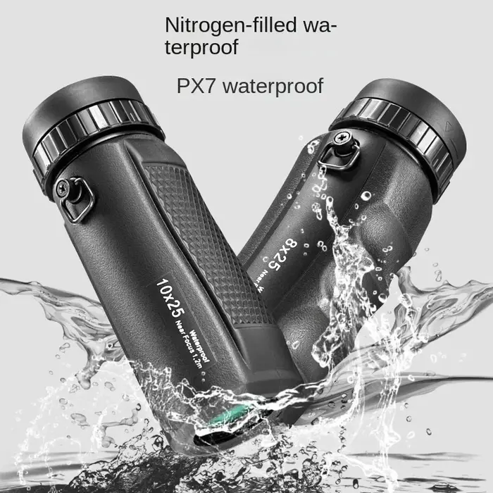 Monoculaire compact 8x25/10x25 HD étanche IPX7 - Parfait pour randonnée, tourisme et observation discrète