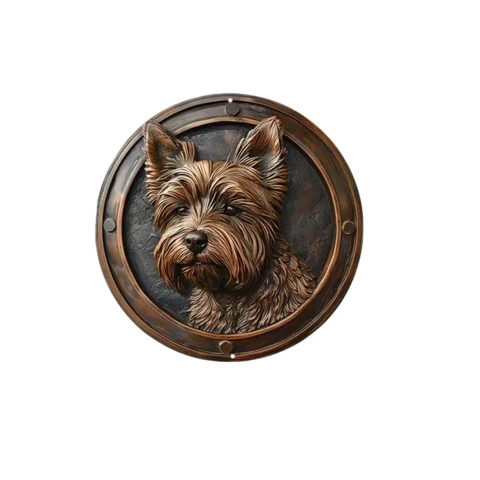 Ensemble de panneaux métalliques ronds vintage sur le thème des races de chiens - Bouledogue anglais