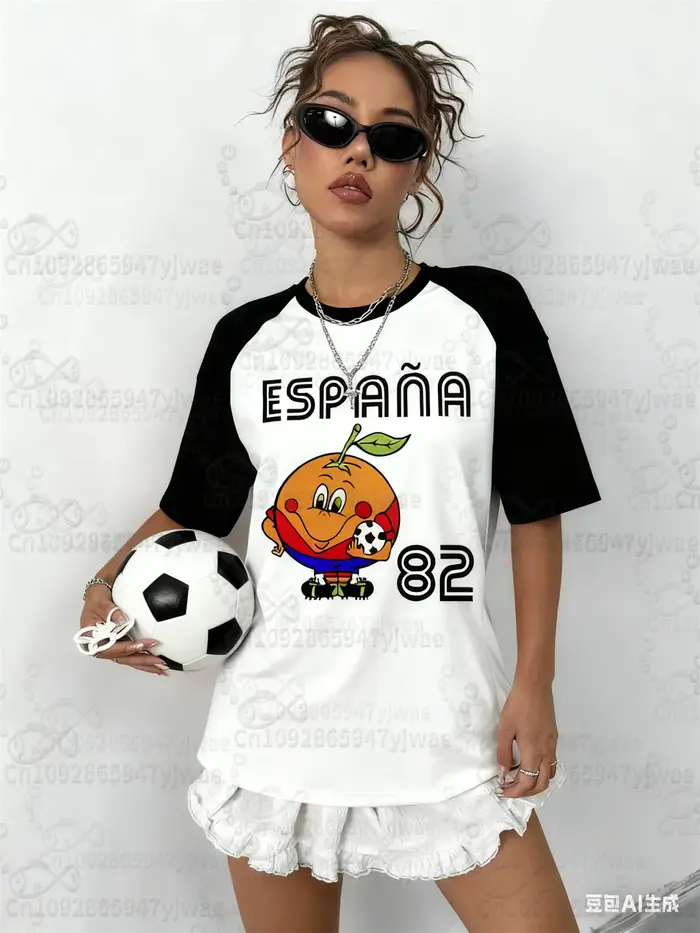 Espagne 82 Naranjito monde Football sport T-Shirt pour hommes femmes unisexe col rond T-Shirts rétro