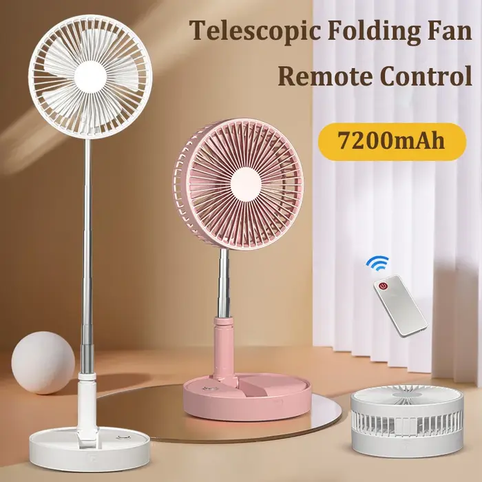 Ventilateur de Refroidissement Portable, Télescopique, Silencieux, Rechargeable par USB, Pliable, 4 