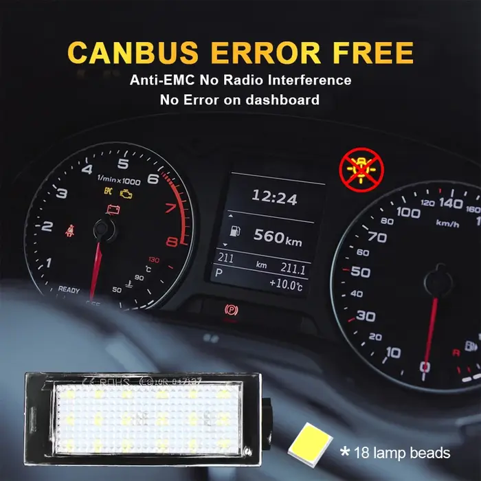 Lampes de plaque d'immatriculation à LED blanches, Renault Clio, Espace, Oke, Goo, Koleos, Kadjar, d