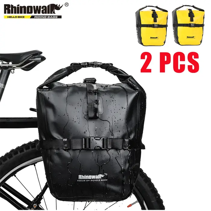 Rhinowalk 2 pièces Double face sac de vélo 100% étanche vélo sacoche de selle 12L-15L Portable vélo 