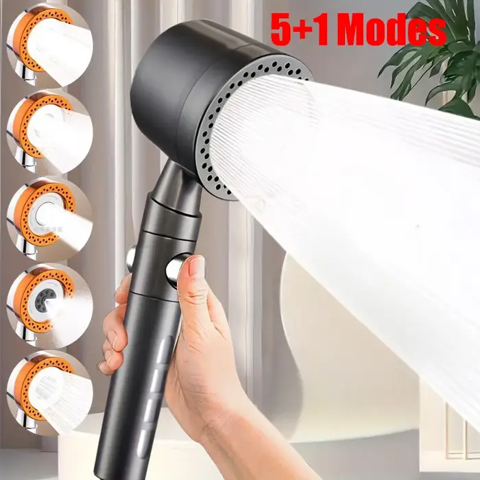 Douchette Main 5 Modes Spray Économie Eau ABS Spa Portable Grand Débit Filtre Salle de Bain Robinet Douche