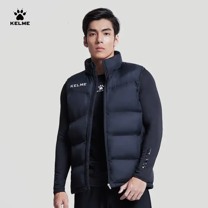 KELME hommes hiver vers le bas gilet Sport entraînement léger imperméable vêtements d'extérieur col 