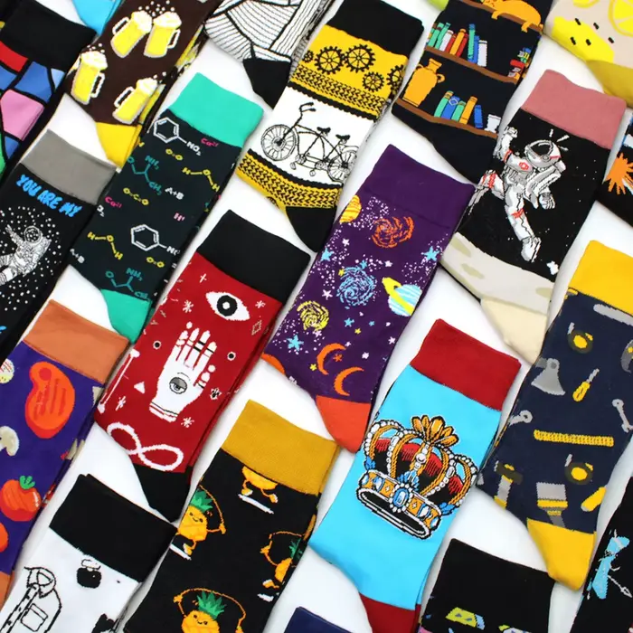 Chaussettes humoristiques chasse motifs bière astronaute pizza ananas hommes femmes coton confortables