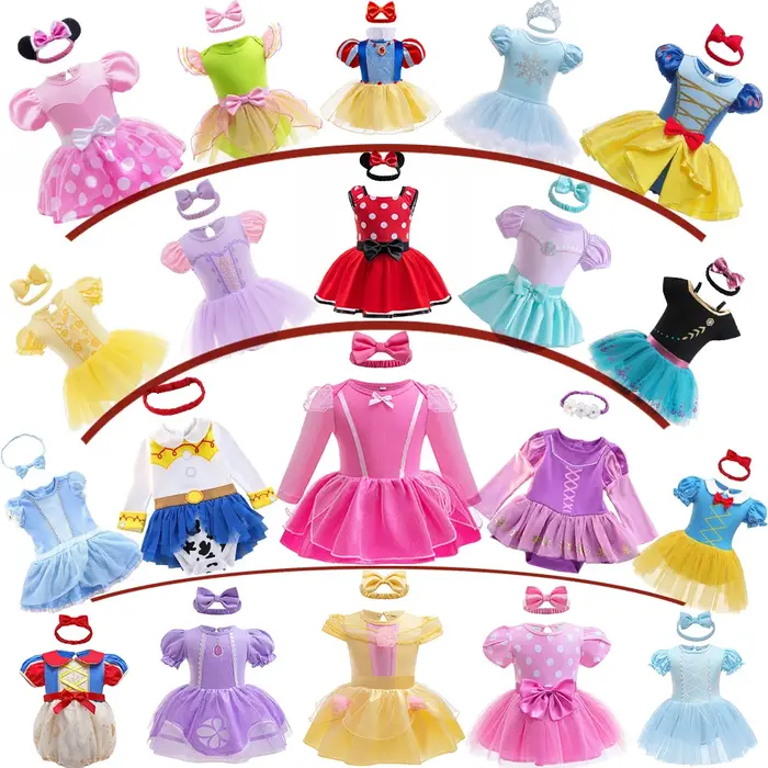 Robe pour petites filles de 3 à 18 mois, avec bandeau, barboteuse, bébé Elsa Mickey, combinaison mig