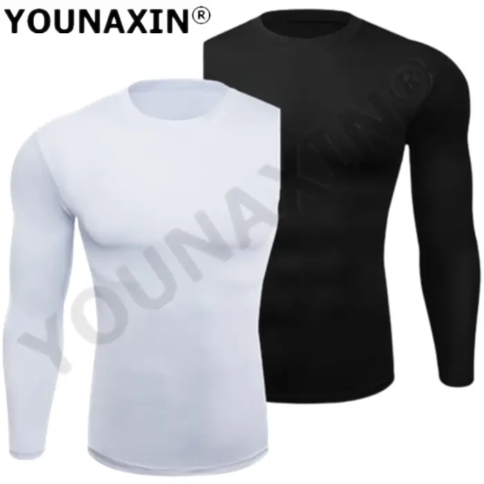T-shirt de sport à manches longues pour hommes, couche de Base de basket-ball, serré, Fitness, haut 