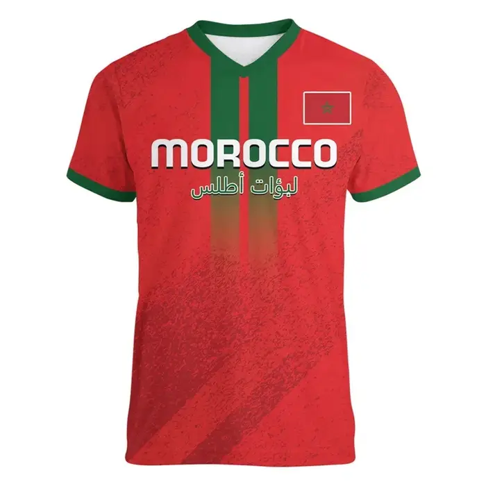 T-shirt de football marocain imprimé en 3D pour hommes