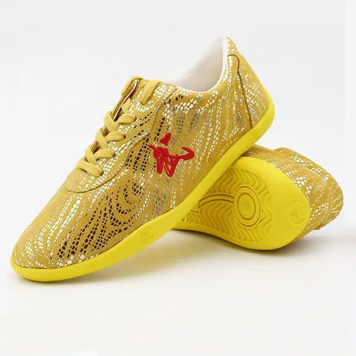 Chaussures chinoises de Wushu en cuir véritable, Taolu, Kungfu, pour la pratique des arts martiaux, 