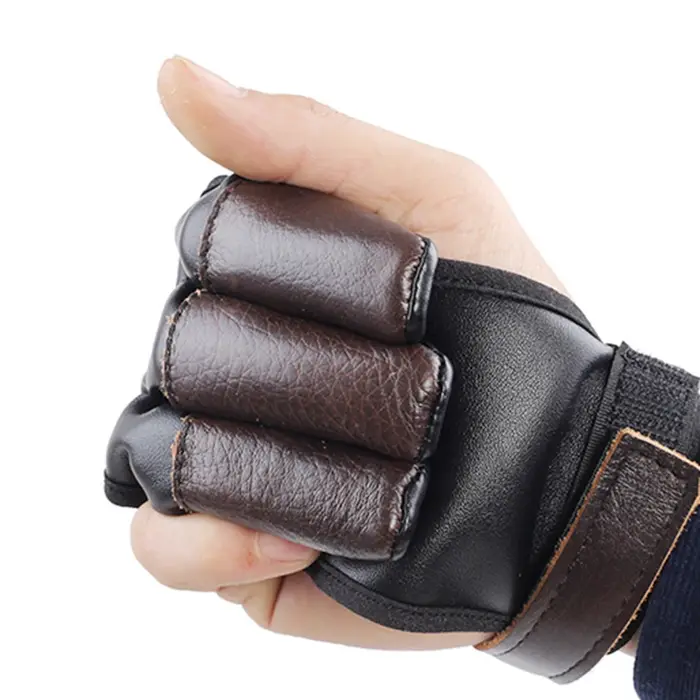 Gant de protection archerie 3 doigts cuir vache résistant couverture sport flèche accessoire