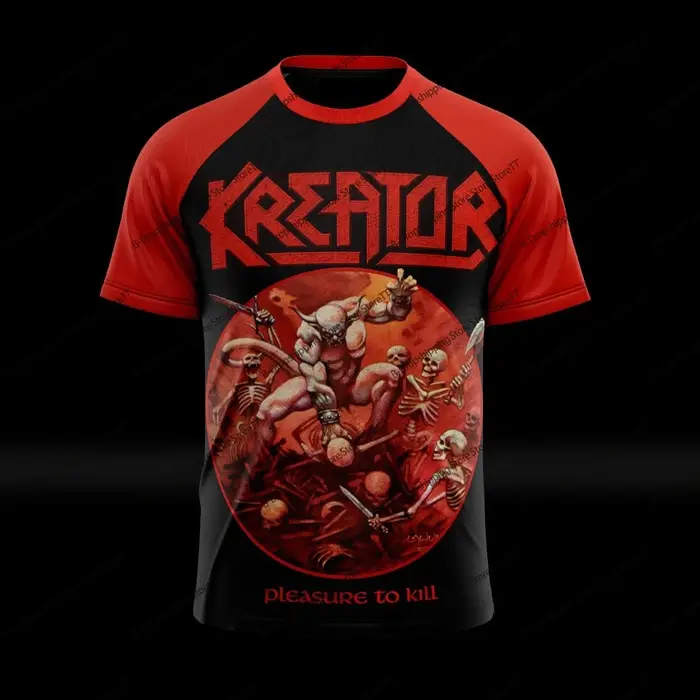 Nouveau Rock Kreator Band 3D imprimé hommes et femmes T-shirts mode manches courtes Hip Hop rue haut