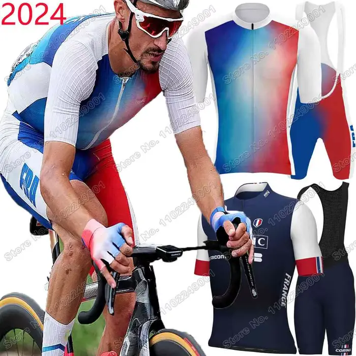 Maillot de cyclisme France 2025 ensemble de vêtements de l'équipe nationale française Julian Alaphilippe coussin en gel cuissard à bretelles pour homme sorties vélo occasions spéciales