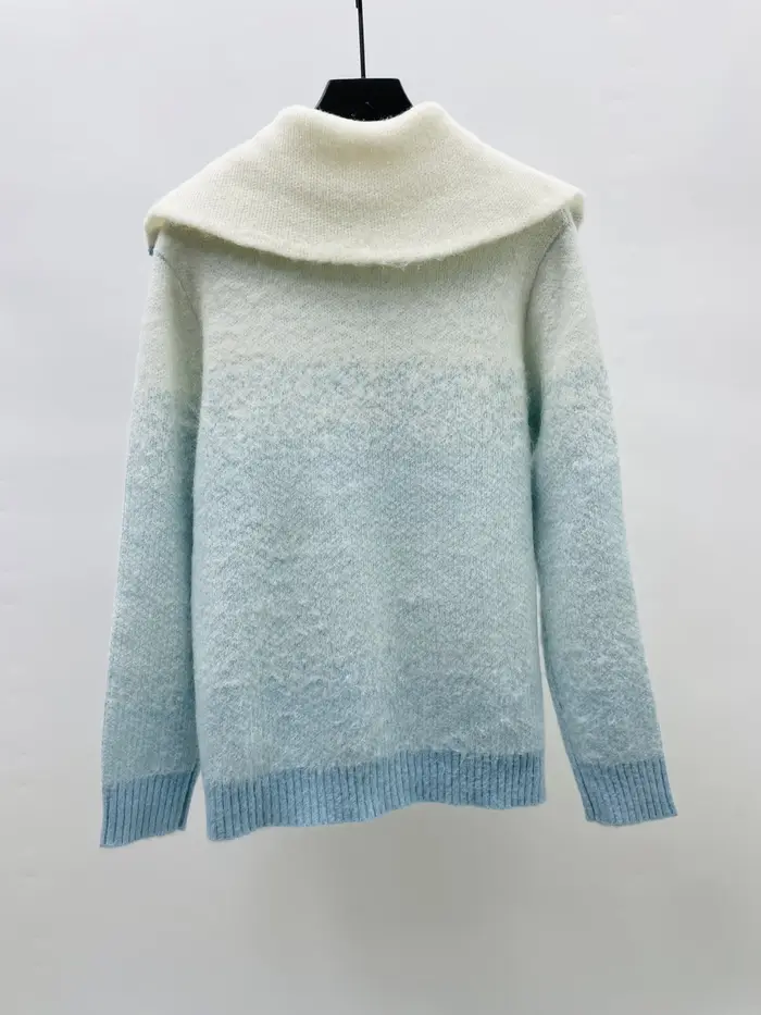 Nouvelle Version 2026 – Manteau Pull Dégradé Bleu en Mélange Mohair Casinoblank pour Femme et Homme 