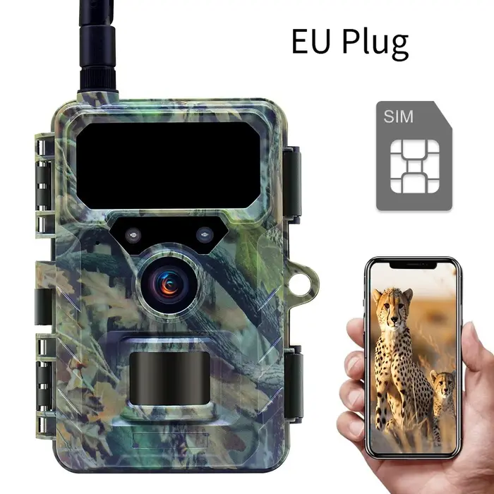 Caméra de suivi des sentiers cellulaires 4G LTE, contrôle par application 2.7K HD, Vision nocturne, 