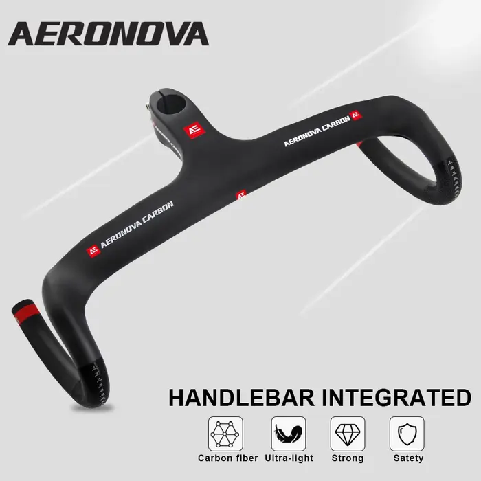 Guidon de gravier intégré, 1-1/8", guidon de vélo de route en carbone, AERONOVA, 400/420/440mm, rout