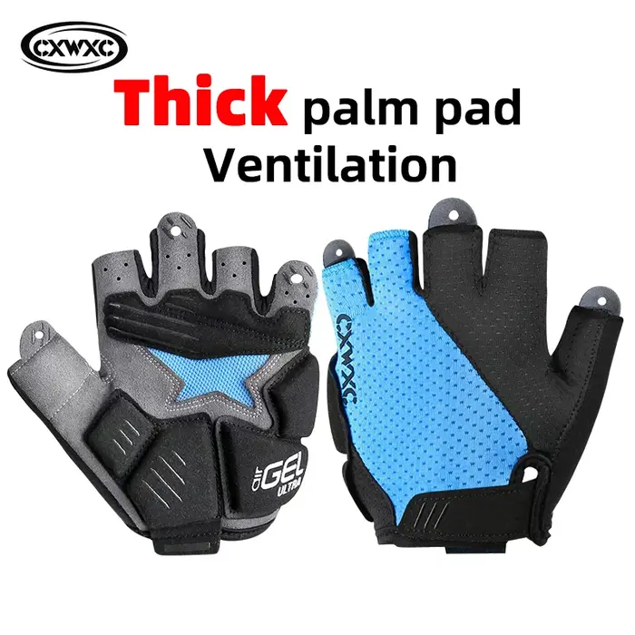 Gants de vélo VTT CXWXC à demi-doigts avec paume épaissie de 6 mm, antichoc et antidérapants, en tis