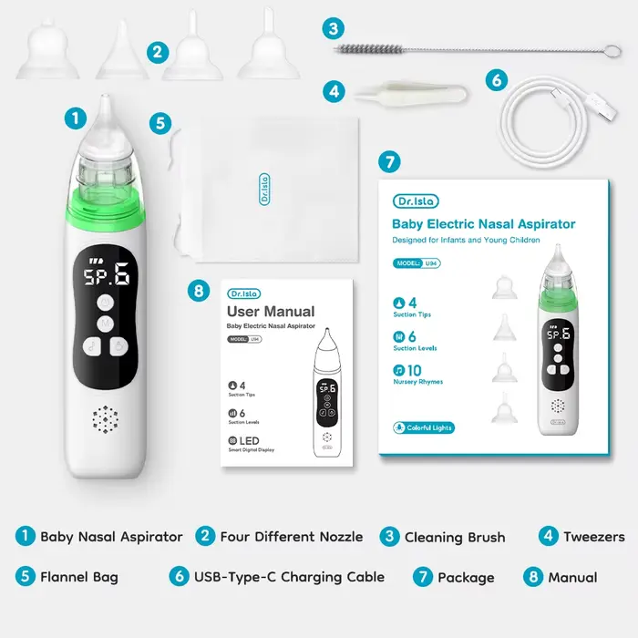 MAMIJOY Aspirateur nasal électrique pour bébé, dispositif d'aspiration nasale et embout buccal en si