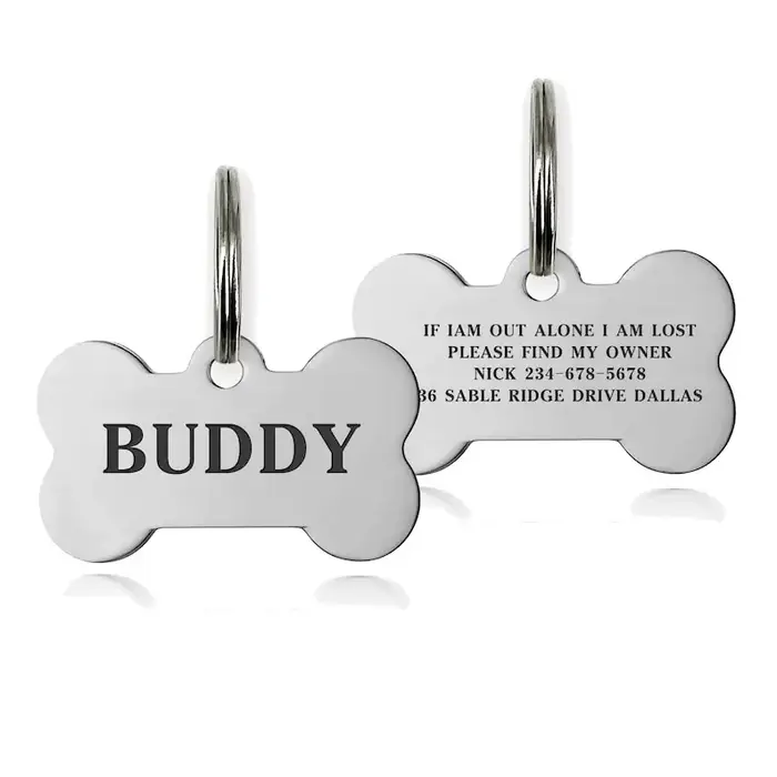 Plaque d'identification personnalisée haut de gamme pour chien, étiquette nominative pour chien, cha