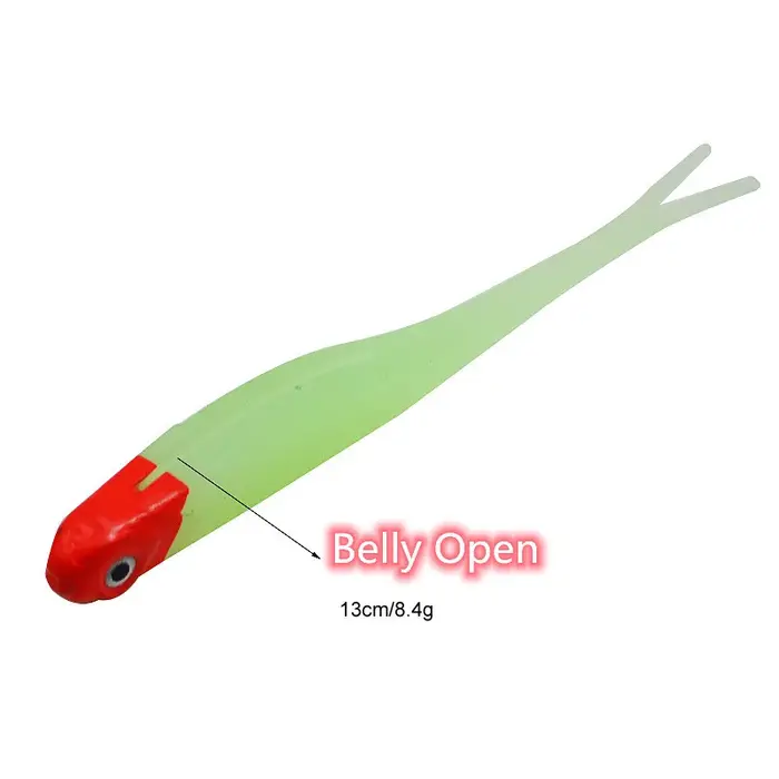 Queue de fourche leurre souple appât ventre ouvert pêche leurres artificiels 13 cm/8.4g Lot 4 pièces