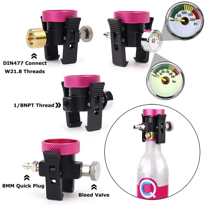 Adaptateur de recharge de cylindre de CO2 à connexion rapide rose SODA, adaptateur marche/arrêt avec