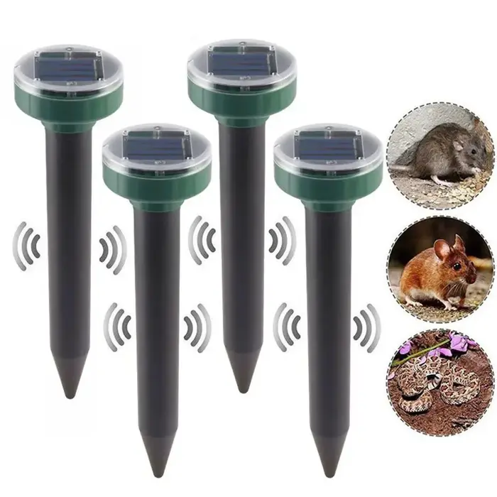 Répulsif Ultrasonique Solaire pour Taupes et Souris, à Piquer dans le Sol, Sûr pour les Animaux de C