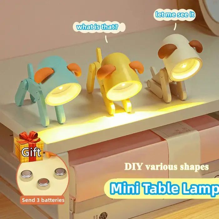 LED Mini veilleuse mignon chien cerf pliable lampes de bureau ornement de bureau livre lumière enfan