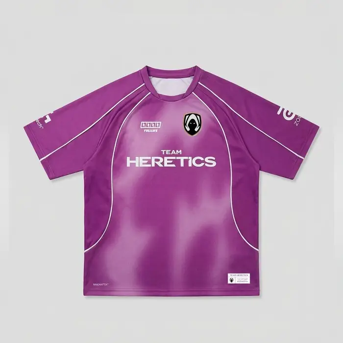 Nouveau T-shirt décontracté 2026 E Sport TEAM HERETICS édition spéciale violette, uniforme d'équipe 