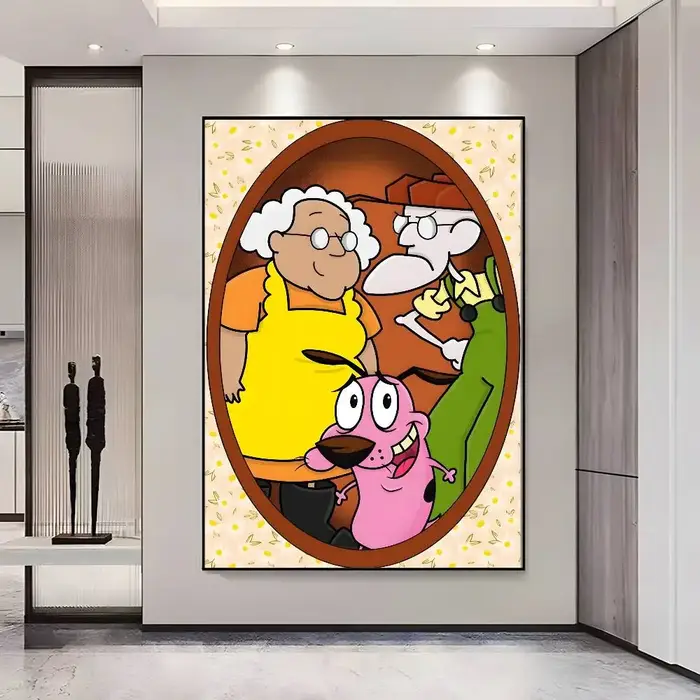 Affiche de dessins animés C-Courage The Cowardly Dog, affiches HD auto-adhésives imperméables, idéal