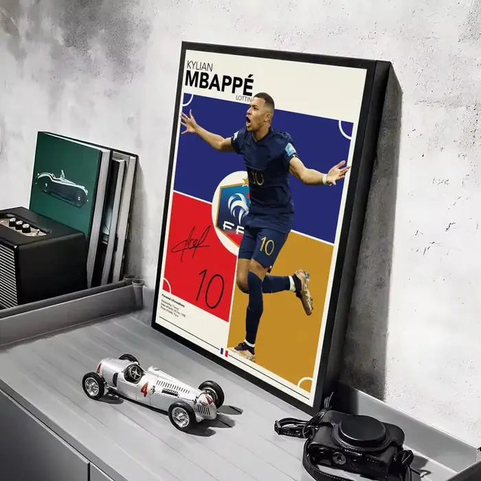 Affiche de l'athlète célèbre M-Mbappe, impressions d'art mural minimalistes modernes pour chambre à 