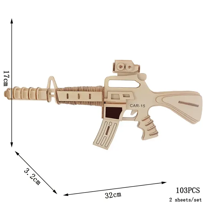 Puzzle 3D en bois AK47, modèle de pistolet à thème militaire, Kit d'assemblage, jouets éducatifs pou