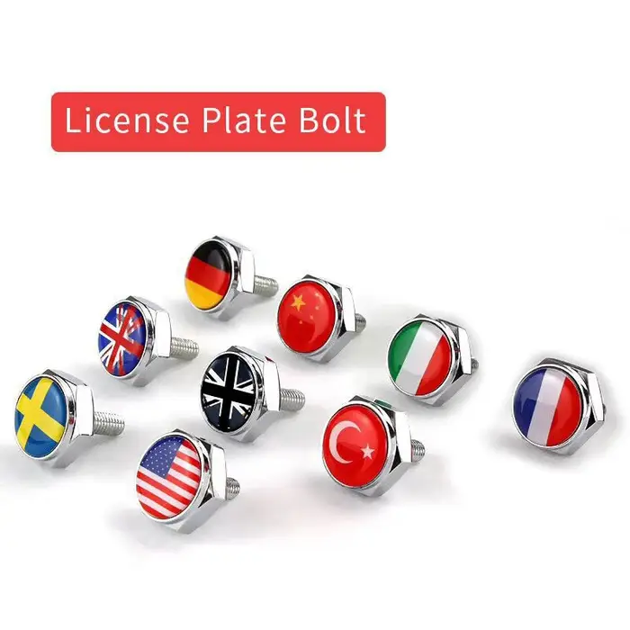 Vis de plaque d'immatriculation en métal pour VW BMW Audi Toyota Honda Alfa Romeo, 4 pièces, drapeau